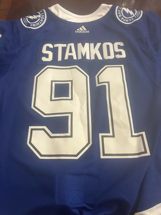 Adidas NHL Tampa Bay Lightning #91 Steven Stamkos Authentic Jersey Men's Size 56 - Picture 2 of 7